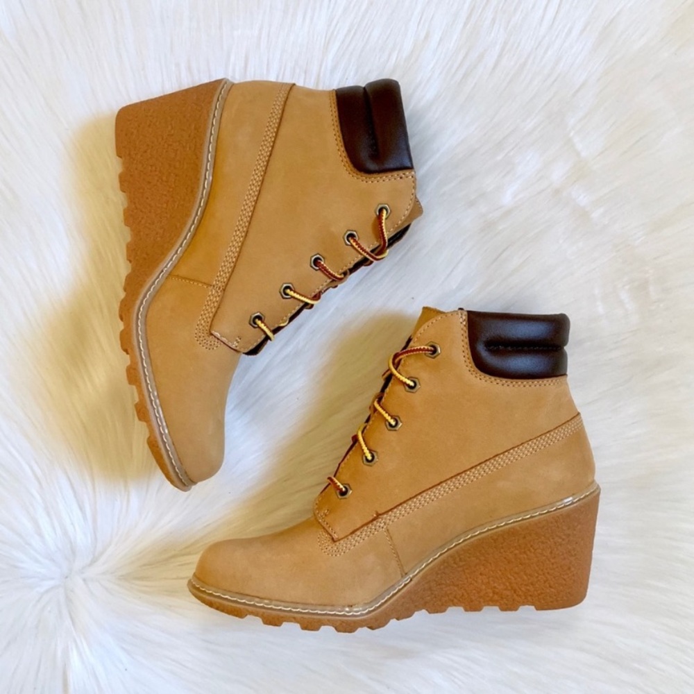 Timberland Women’s Amston 6” Wedge Booties In Wheat - Picture 3 of 7
